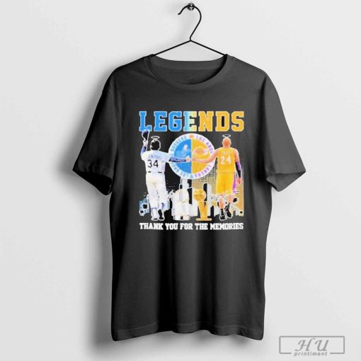 Fernando Valenzuela LA Dodgers and Kobe Bryant LA Lakers Legends Thank You For The Memories Signatures Shirt