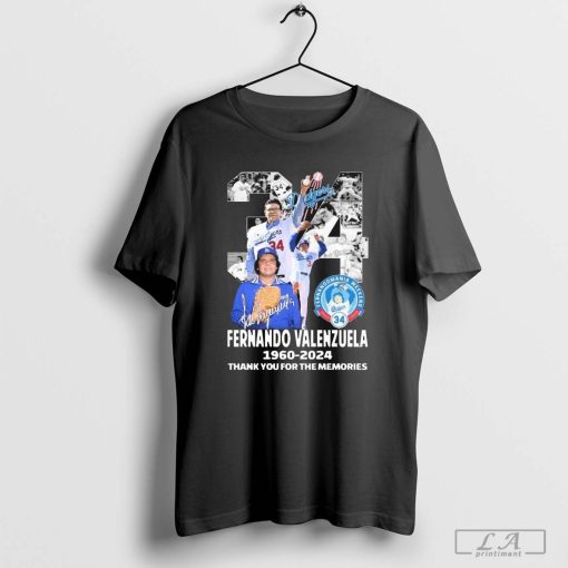 Fernando Valenzuela No34 Los Angeles Dodgers 1960-2024 Thank You For The Memories Signatures shirt