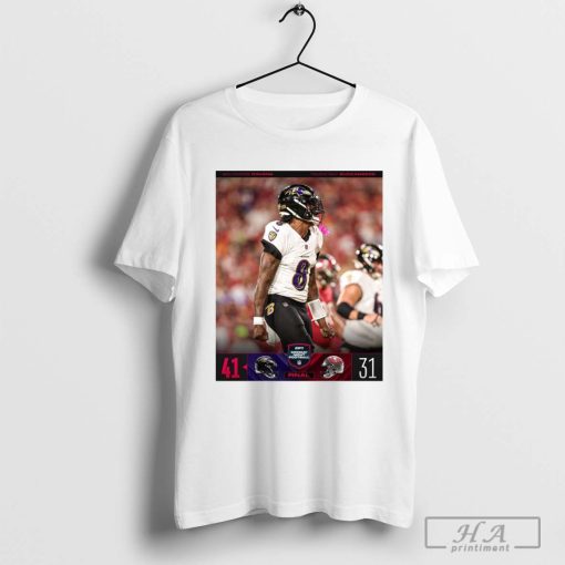 Final Baltimore Ravens 41 – 31 Tampa Bay Buccaneers NFL 2024 Monday Night Football T-shirt