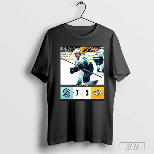 Final Score NHL Seattle Kraken 7 -3 Nashville Predators 2024-25 Season Poster t-shirt