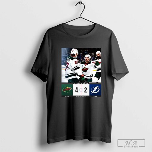 Final Score NHL Tampa Bay Lightning 2-4 Minnesota Wild 2024-25 Season T-shirt