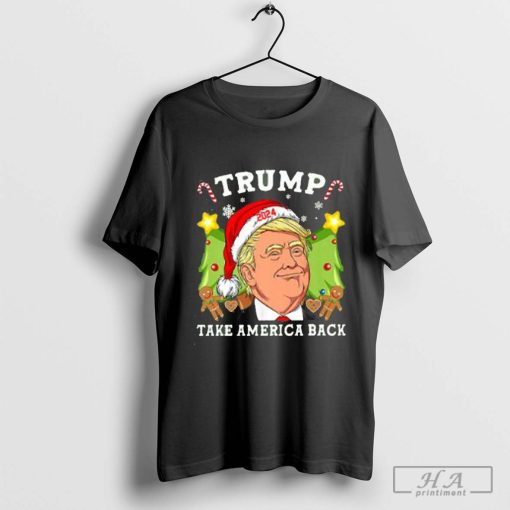 Funny Trump Santa Hat Take America Back Matching Christmas T-shirt