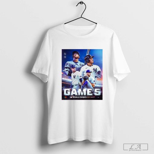 Game 5 Los Angeles Dodgers Jack Flaherty vs Gerrit Cole New York Yankees MLB 2024 World Series Poster T-Shirt