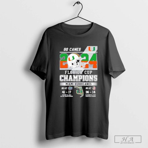 Go Canes 2024 Florida Cup Champions Miami Hurricanes Shirt