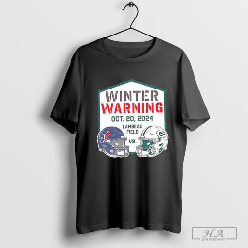 Green Bay Packers vs Houston Texans Winter Warning Lambeau Field 2024 helmet shirt