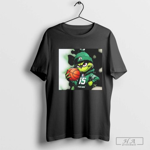 Grinch Boston Celtics Nba Custom Name Christmas 2024 Shirt