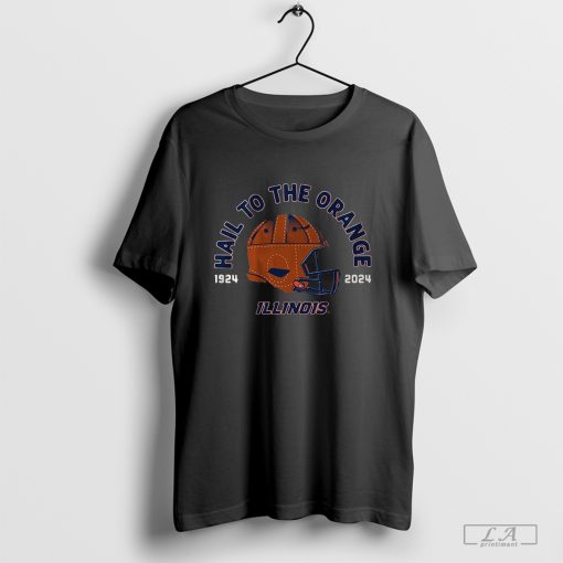 Illinois Football 1924-2024 Hail To The Orange Helmet Shirt