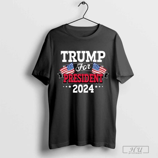 Inktastic Trump for President 2024 with Flags Long Sleeve T-Shirt