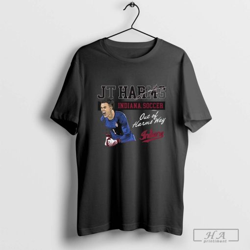 JT Harms Indiana Hoosiers Soccer Illustrated Crimson Out Of Harms Way Signature T-shirt