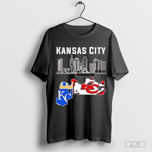 Kansas City Kansas City Royals Kansas City Chiefs City Maps 2024 T-Shirt