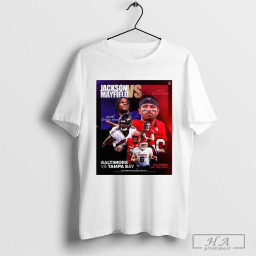 Lamar Jackson Baltimore Ravens Vs Baker Mayfield Tampa Bay Buccaneers 2024 T-shirt