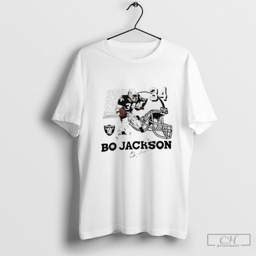 Las Vegas Raiders Bo Jackson #34 born to run signatures shirt