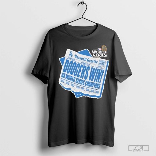 Los Angeles Dodgers 8-Time World Series Champions Newspaper T-Shirt