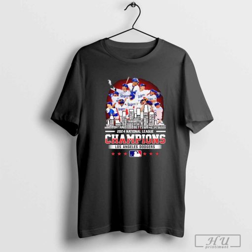 Los Angeles Dodgers Baseball National League Champions 2024 players name skyline shirt