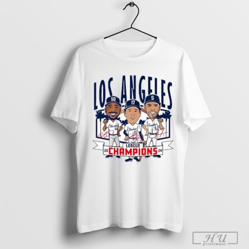 Los Angeles Dodgers Cartoon League Champions Caricatures Signature Mlb T-Shirt