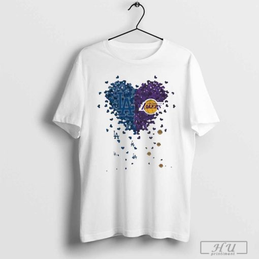 Los Angeles Dodgers and Los Angeles Lakers logo tiny hearts shirt