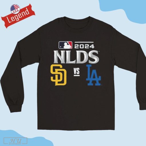 Los Angeles Dodgers vs. Padres 2024 MLB NLDS Matchup Set Logo T-shirt