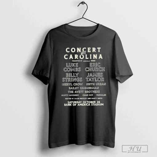 Luke Combs Eric Church Billy Strings James Taylor Concert For Carolina Charlotte, NC October 26 2024 Tour Bank Of America Stadium T-shirts