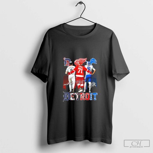 Matt Vierling Dylan Larkin and Jared Goff Detroit Sports signatures shirt