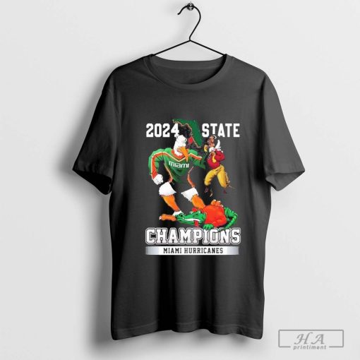 Miami Hurricanes 2024 2 Sided Canes State Champions T-Shirt