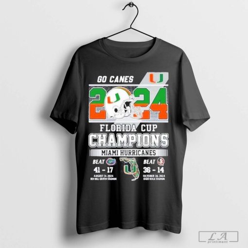 Miami Hurricanes Go Canes 2024 Florida Cup Champions 2D T-Shirt