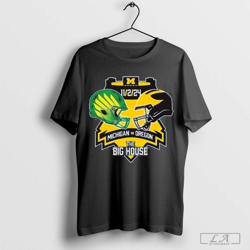 Michigan Wolverines Vs Oregon Ducks The Big House 11-2-24 Helmet T-Shirt