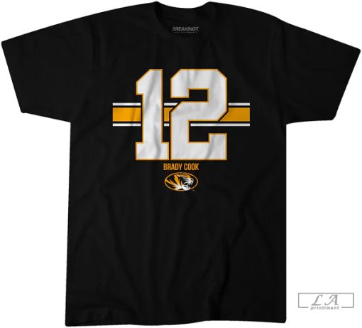 Mizzou Football Brady Cook 12 Stripe T-shirt