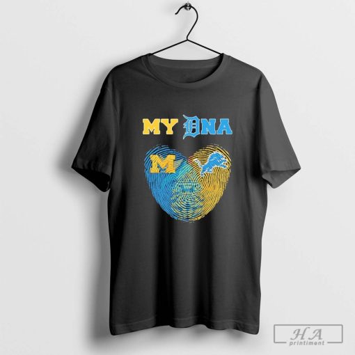 My DNA Michigan Wolverines And Detroit Lions Heart Shirt