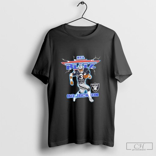 NFL Blitz Bo Jackson Raiders lighting player caricature shirt