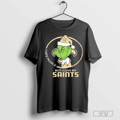 New Orleans Saints Grinch 2024 I Hate People But Love Saints Christmas Shirt