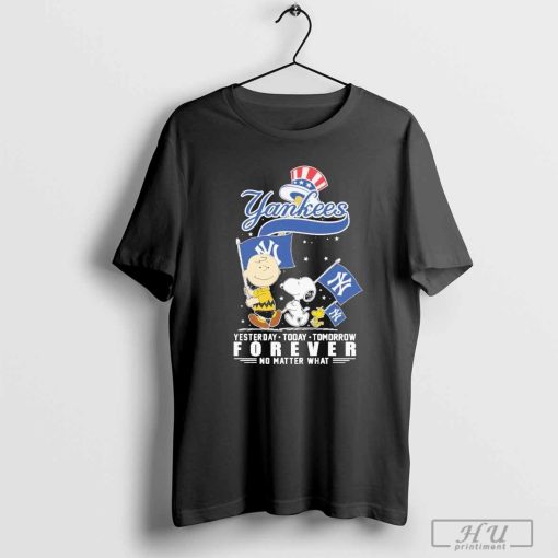 New York Yankees Snoopy And Charlie Brown Peanuts Forever No Matter What 2024 Shirt