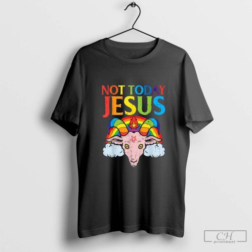 Not Today Jesus Satan Goat Satanic Rainbow Satanism Shirt