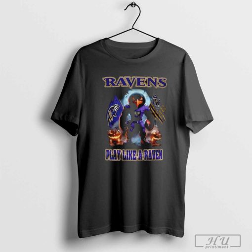 Official Baltimore Ravens Play Like A Raven Halloween Shirt