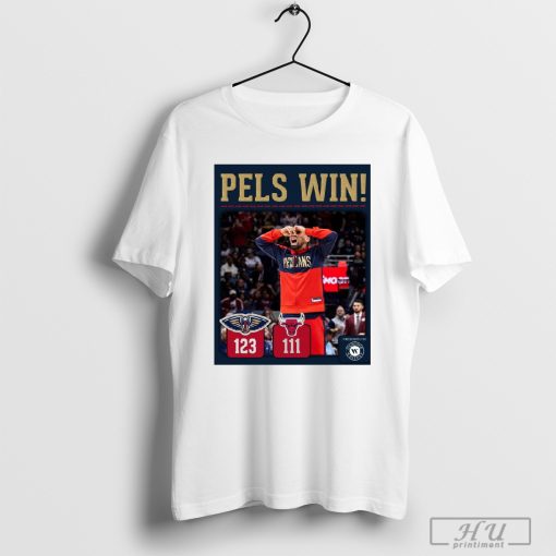 Official Final Score New Orleans Pelicans 123-111 Chicago Bulls Pels Win NBA 2024 Poster t-shirt