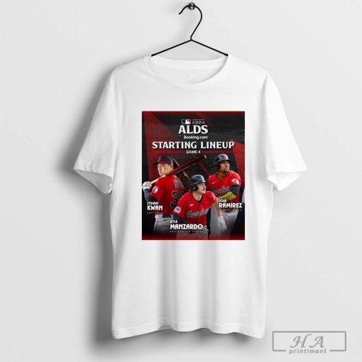 Official Game 4 MLB Cleveland Guardians Starting Lineup Kwan, Manzardo, Ramirez Postseason ALDS 2024 Poster T-shirt