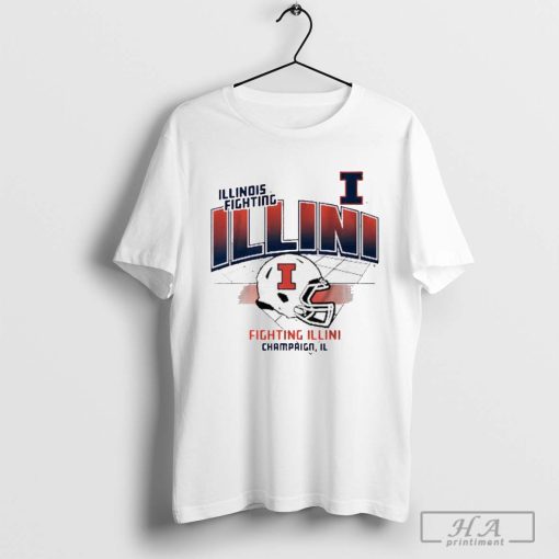 Official Illinois Fighting Illini Football Helmet Grid T-shirt