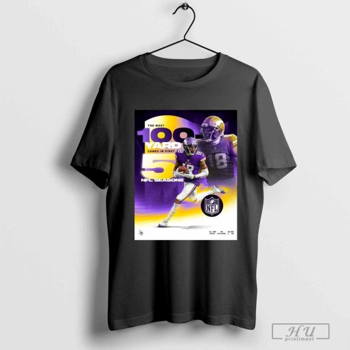 Justin Jefferson Minnesota Vikings The Most 100 Yard Games In First 5 NFL Seasons Poster t-shirt