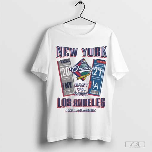 Official New York Yankees Vs Los Angeles Dodgers East Vs West Octoberober Fall Classic The Ticket MLB 2024 t-shirt