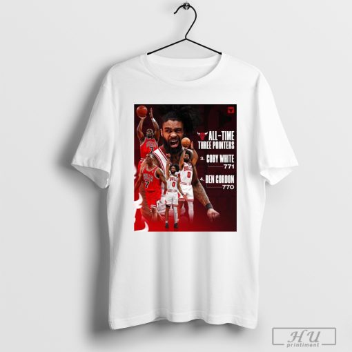 Official Poster All-Time Three Pointers Coby White has passed Ben Gordon to become No. 3 on the Chicago Bulls t-shirt