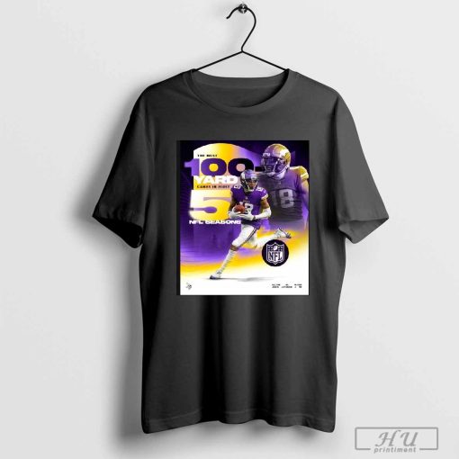 Official Poster Justin Jefferson Minnesota Vikings The Most 100 Yard Games In First 5 NFL Seasons t-shirt