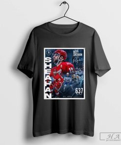 Official Poster Riley Sheahan Red Wings NHL 2024 637 Regular-Season Games Signature T-shirt