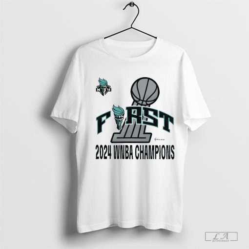 Official Stadium Essentials Mint New York Liberty First-Time WNBA Finals Champions Shirt