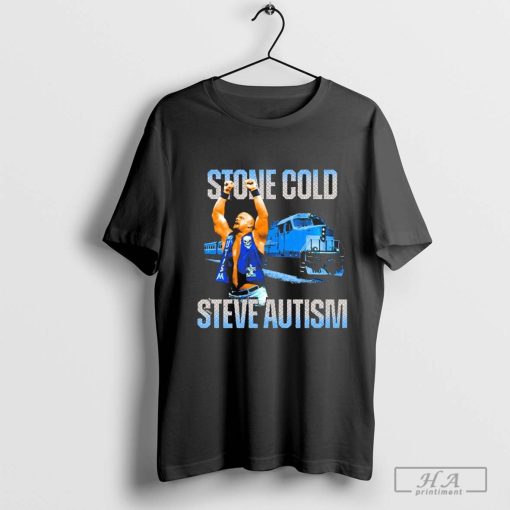 Official Stone Cold Steve Autism Train Graphic T-shirt