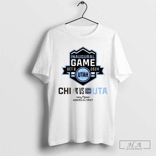 Official Utah Hockey Club vs Chicago Blackhawks Inaugural Game October, 8 2024 America First Credit Union White T-shirt