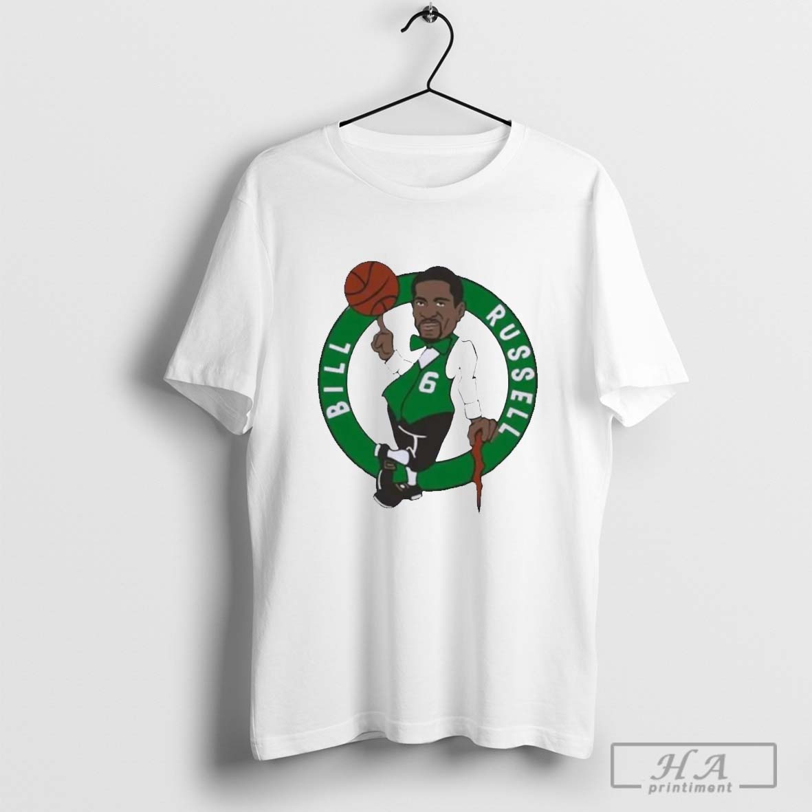 Original Rip Bill Russell Nba Boston Celtics Logo T Shirt