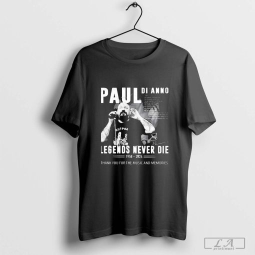 Paul Di’Anno Legends Never Die 1958-2024 Thank You For The Music And Memories Signature shirt