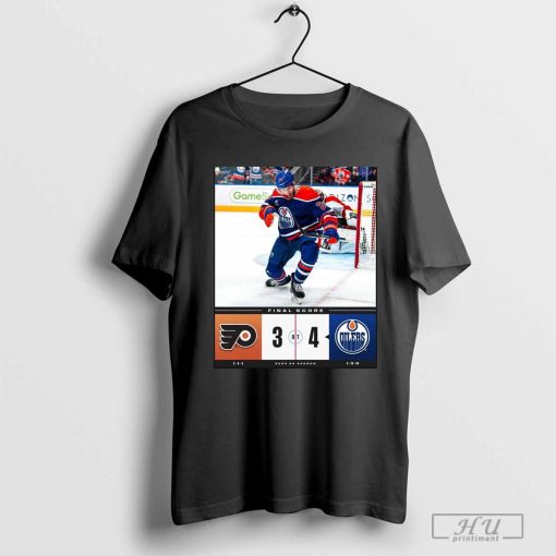 Philadelphia Flyers 3-4 Edmonton Oilers Final Score NHL 2024-25 Season Poster t-shirt