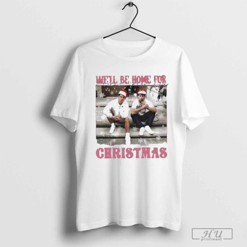 Pink Menendez Brothers We’ll Be Home For Christmas T-Shirt