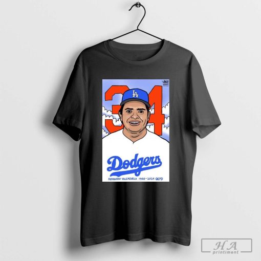 RIP Fernando Valenzuela LA Dodgers 1960-2024 QEPD Cartoon T-shirt