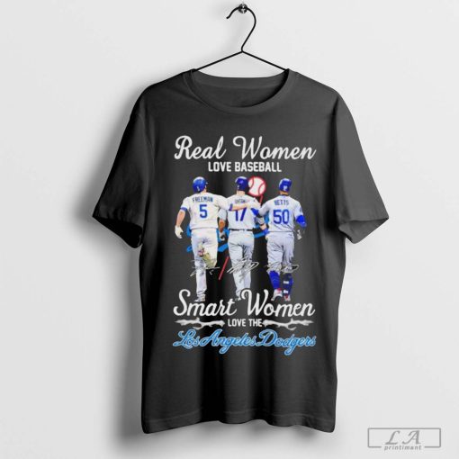 Real women love baseball smart women love the Los Angeles Dodgers 2024 signature T-Shirt